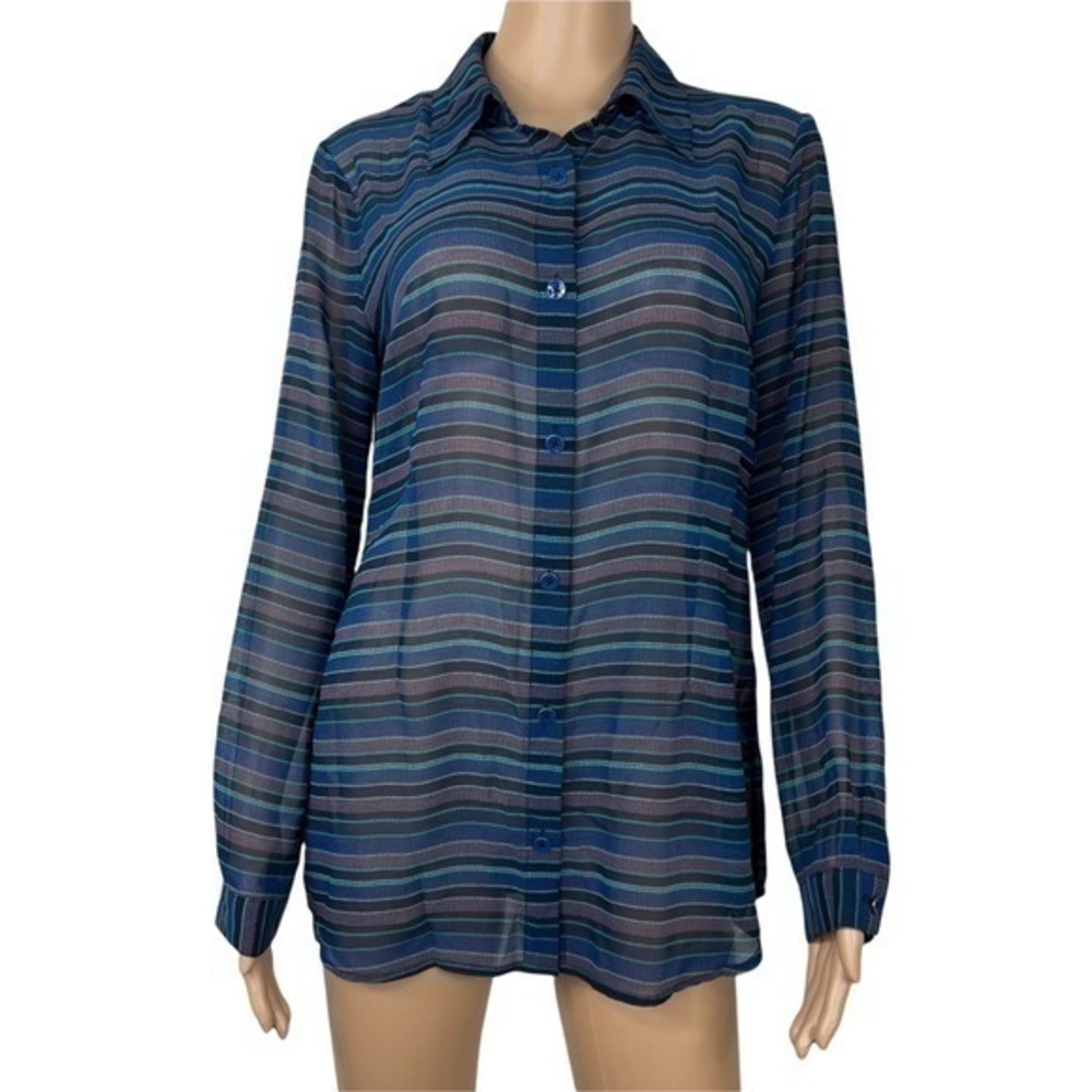 Cabi Women Top Shirt Buttons Down Blue Sz S